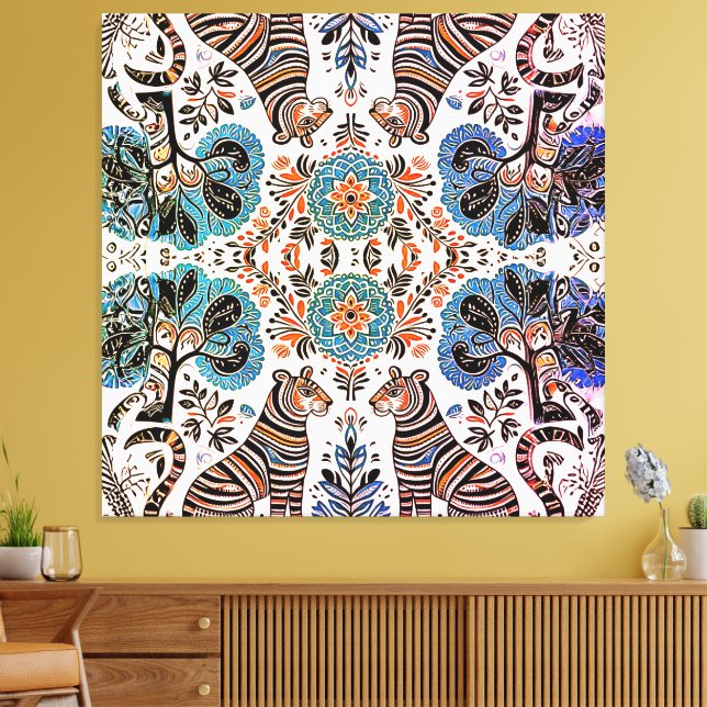 Impressão Em Tela pintura madhubani (Insitu(Sala de estar))