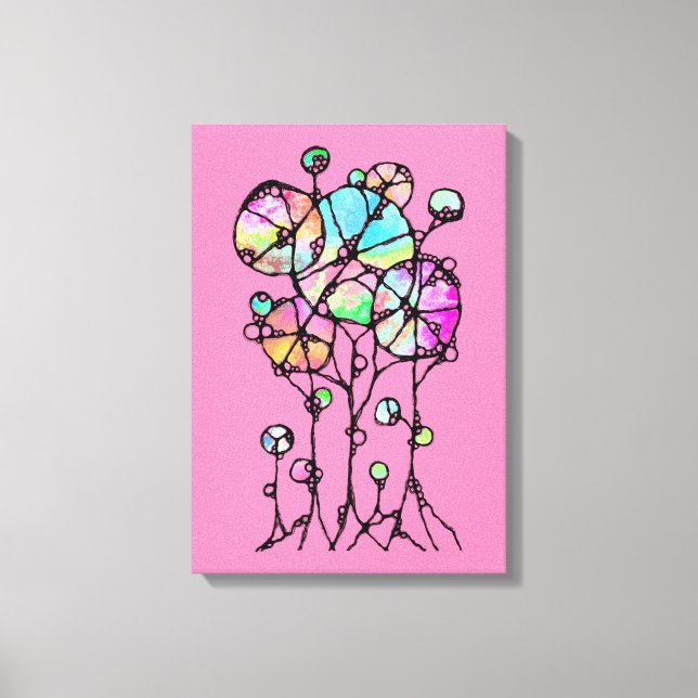 Impressão Em Tela Pintura Mão - Abstrato Tree Group 3 (Frente)