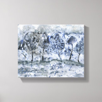 Impressão Em Tela Pintura moderna, floresta de inverno