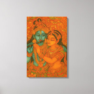 Impressão Em Tela Pintura mural de Radha Krishna de Kerala