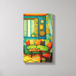 Impressão Em Tela Pintura na Cena da Sala de Vida Cozy Personalizada