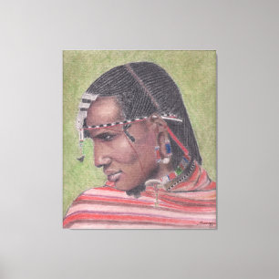 Impressão Em Tela Pintura original no guerreiro de Maasai do