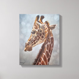 Impressão Em Tela Pintura Pequena de Retrato de Girafa Elegante