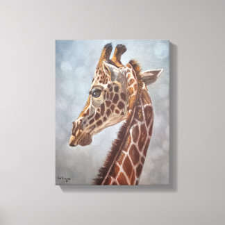 Impressão Em Tela Pintura Pequena de Retrato de Girafa Elegante