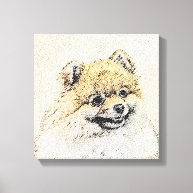 Impressão Em Tela Pintura Pomeraniana (Laranja) - Arte Canina Origin (Frente)