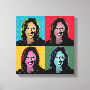 Impressão Em Tela Pintura Pop Art De Kamala Harris