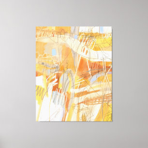 Impressão Em Tela Pintura por Abstrato laranja amarelo