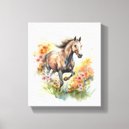 Impressão Em Tela Pintura por Aquarela de um Cavalo
