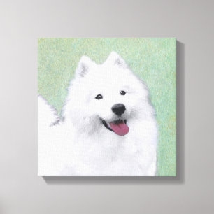 Impressão Em Tela Pintura Samoyed - Arte Cachorosa Original
