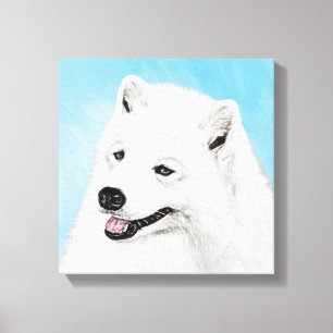 Impressão Em Tela Pintura Samoyed - Arte Cachorosa Original