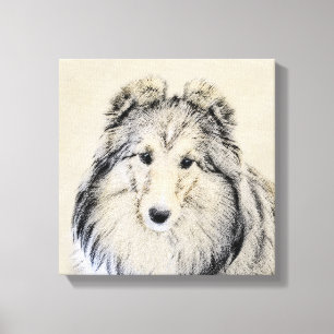 Impressão Em Tela Pintura Shetland Sheepdog - Arte Cachorreira Origi