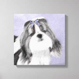 Impressão Em Tela Pintura Shih Tzu - Arte Cachorosa Original
