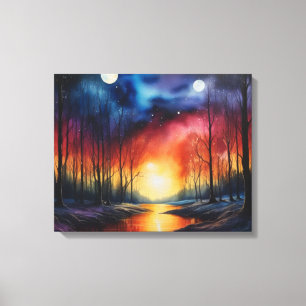 Impressão Em Tela Pintura Solar Tranquila - Paisagem Fluvial