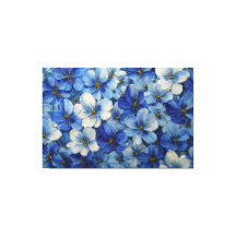 Pintura Texturizada Floral Azul e Branco – Abstrat