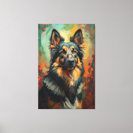 Impressão Em Tela Pintura vibrante com retrato de German shepherd ar