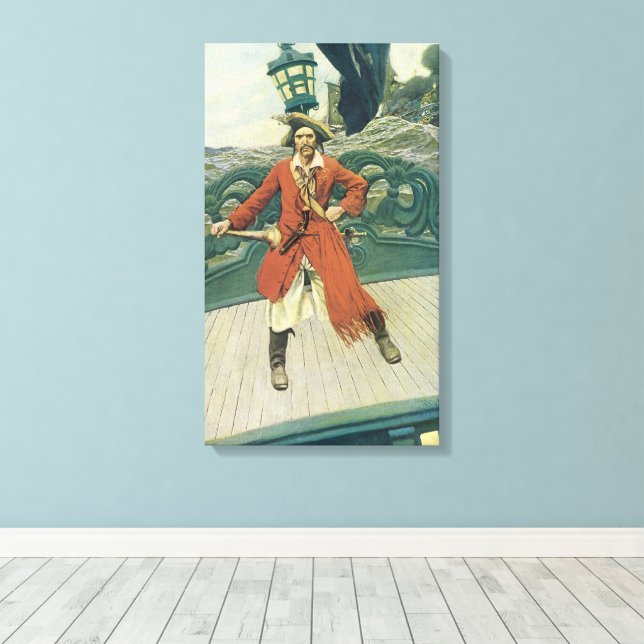 Impressão Em Tela Piratas Antigos, Capitão Keitt por Howard Pyle (Insitu(piso de madeira))