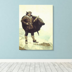 Impressão Em Tela Piratas Vintage, Capitão Bill Bones por NC Wyeth