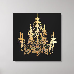 Impressão Em Tela PixDezines FAY Background/Faux Dourado Chandelier