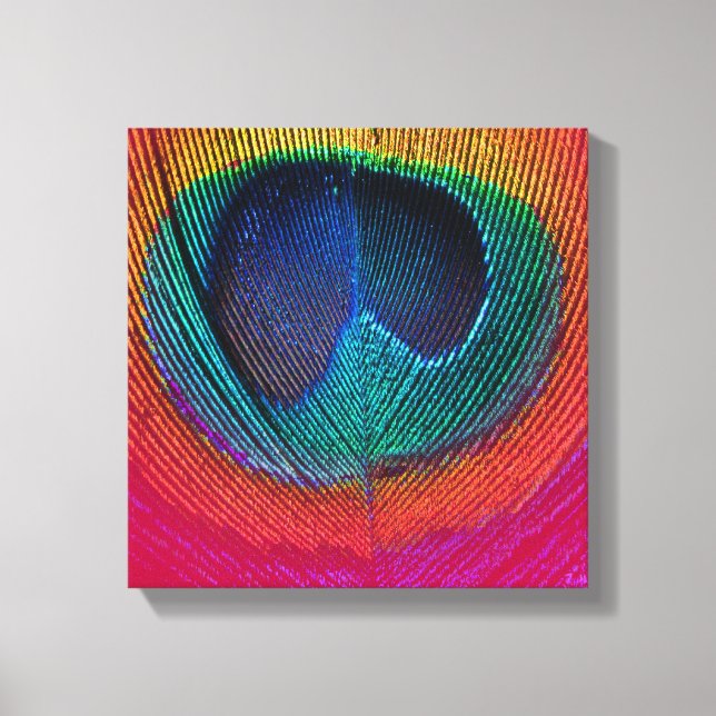 Impressão Em Tela PixDezines Pavão Psicodélico, rosa quente, tela (Frente)