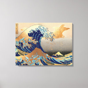 Impressão Em Tela PixDezines Vintage Grande Onda Hokusai 葛飾北斎の神奈川沖浪