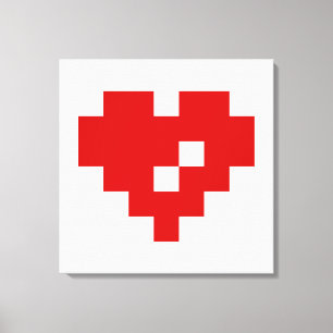 Impressão Em Tela Pixel Heart 8 Bit Love