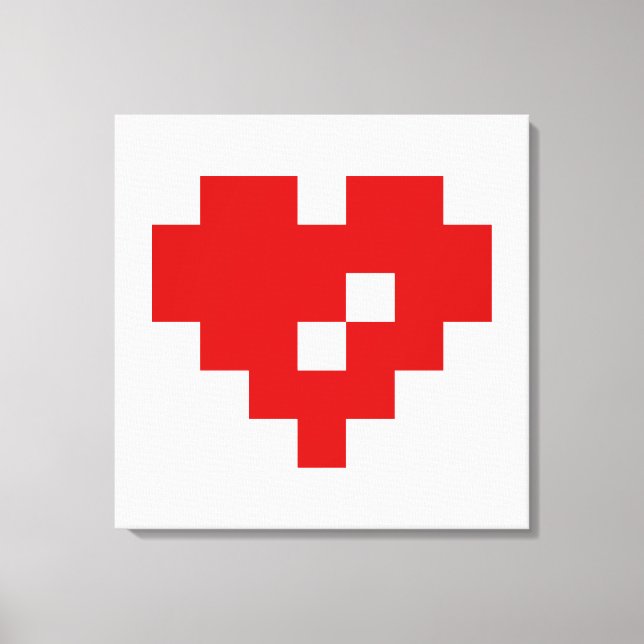 Impressão Em Tela Pixel Heart 8 Bit Love (Frente)