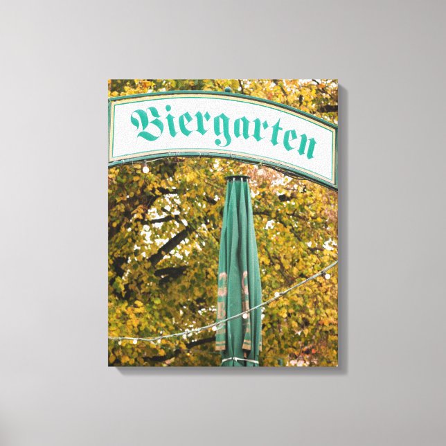 Impressão Em Tela Placa de Biergarten Exterior, Alemanha (Frente)