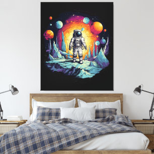 Impressão Em Tela Placa de Madeira Explorador da Galáxia Espacial As