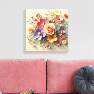 Impressão Em Tela Placa de saudação 3D do primavera Blossomo - Rosas