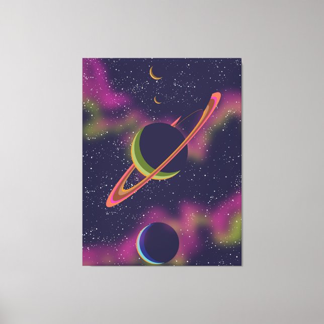 Impressão Em Tela Planetas e estrelas (Frente)