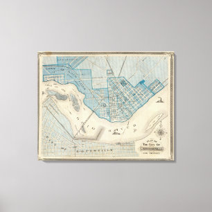 Impressão Em Tela Plano da cidade de Jeffersonville e de vizinhança