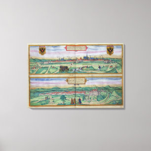 Impressão Em Tela Plano de cidade de Viena e de Buda, 'de Civitates