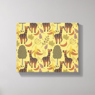 Impressão Em Tela Plano de fundo amarelo sem costura Giraffe