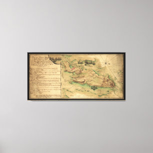 Impressão Em Tela Plano de Rhode - mapa da ilha (1778)