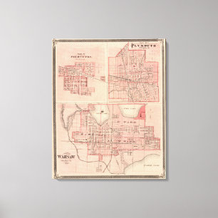 Impressão Em Tela Plano de Varsóvia com Pierceton, Plymouth