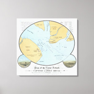 Impressão Em Tela Plano do ataque e da captação navais do porto
