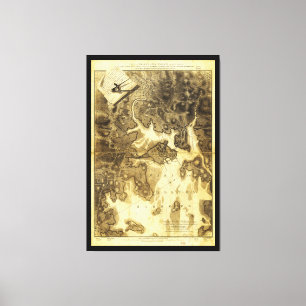 Impressão Em Tela Plano do mapa de Boston por Henry Pelham