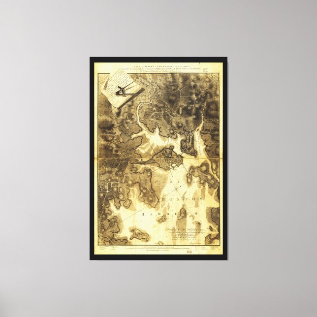 Impressão Em Tela Plano do Mapa de Boston por Henry Pelham (1775-177 (Frente)