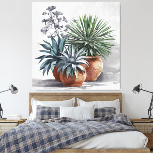 Impressão Em Tela Plantas Agavícolas Gregas no Pote Rustic Terracott