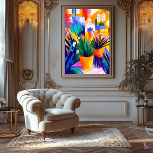 Impressão Em Tela Plantas Coloridas no Estilo Fauvist
