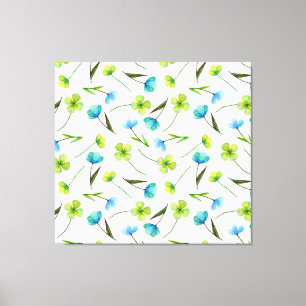 Impressão Em Tela Plantas De Aquarelas: Padrão Floral Sem Costura.