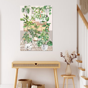 Impressão Em Tela Plantas Tropicais Aquarela