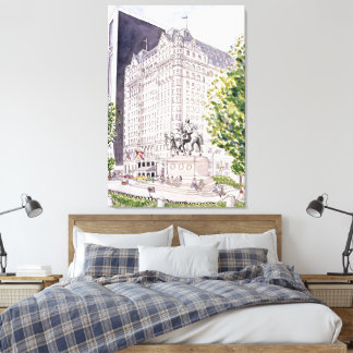 Impressão Em Tela Plaza Hotel NYC Aquarela em Tela Moldura