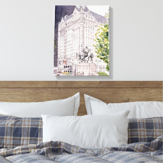 Impressão Em Tela Plaza Hotel NYC Aquarela em Tela Moldura