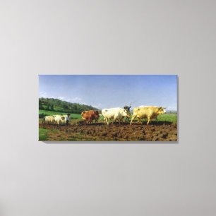 Impressão Em Tela Ploughing em Nivernais, 1849