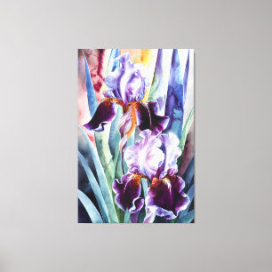 Impressão Em Tela *~* PLUM Iris Flower Artsy Iris Painting AP84