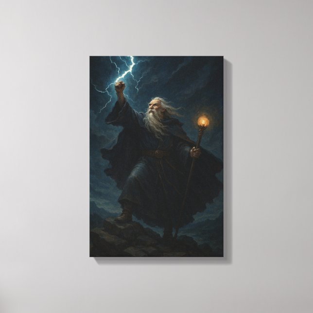 Impressão Em Tela Poderoso Feiticeiro Recusando Relâmpago em Stormy  (Frente)