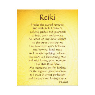 Impressão Em Tela Poema cura amarelo Dourado da conexão de Reiki
