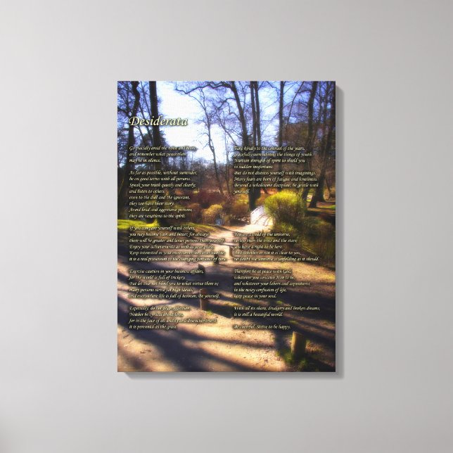 Impressão Em Tela Poema Desiderata - Eu Tenho Tempo (Frente)