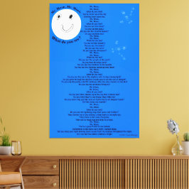 Impressão Em Tela Poema Infantil Sr. Lua Estrelas Azul 40" x 60"